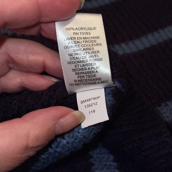 Cable & Gauge Knit Blue Striped Petite Sweater Size M - Picture 5 of 5
